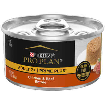 Purina Pro Plan Senior Adult 7+ Prime Plus Chicken & Beef Entree Grain-Free Classic Wet Cat Food 3 oz Cans (Case of 24) product detail number 1.0