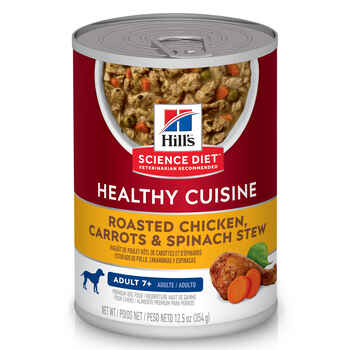 Hill's Science Diet Adult 7+ Healthy Cuisine Roasted Chicken, Carrots & Spinach Stew Wet Dog Food - 12.5 oz Cans - Case of 12 product detail number 1.0