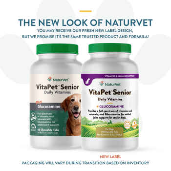 NaturVet VitaPet Senior Daily Vitamins Plus Glucosamine Supplement for Dogs Time Release Chewable Tablets 60 ct
