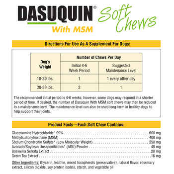 Dasuquin with MSM Soft Chews for Dogs S/M Dogs under 60 lbs 84 ct
