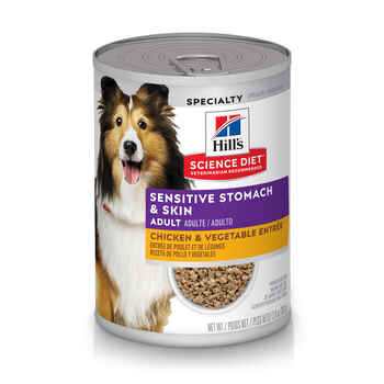 Hill's Science Diet Adult Sensitive Stomach & Skin Chicken & Vegetable Entrée Wet Dog Food - 12.8 oz Cans - Case of 12 product detail number 1.0