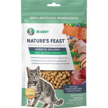 Dr. Marty Nature's Feast Essential Wellness Freeze Dried Raw Cat Food Beef, Salmon and Poultry 5.5 oz product detail number 1.0