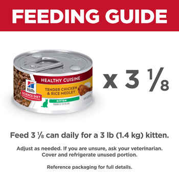 Hill's Science Diet Kitten Healthy Cuisine Tender Chicken & Rice Medley Wet Cat Food - 2.8 oz Cans - Case of 24