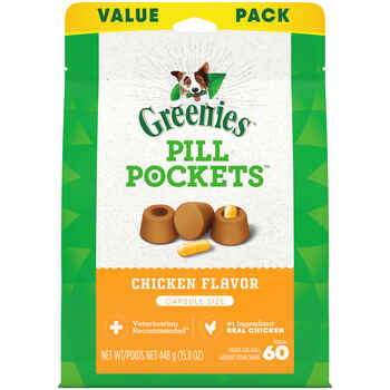 Greenies Pill Pockets Canine Chicken Flavor Capsule Size 15.8 oz Value Pack 60 Ct product detail number 1.0