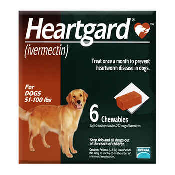 Dog Heartgard Chewables 6pk Brown 51-100 lbs product detail number 1.0