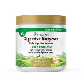 NaturVet Digestive Enzymes Plus Pre & Probiotic Supplement for Dogs and Cats Powder 4 oz product detail number 1.0