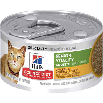 Hill's Science Diet Adult 7+ Senior Vitality Chicken & Vegetable Stew Wet Cat Food - 2.9 oz Cans - Case of 24 product detail number 1.0