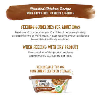 Purina Beneful Prepared Meals Roasted Chicken Recipe Wet Dog Food 10 oz Tub - Case of 8