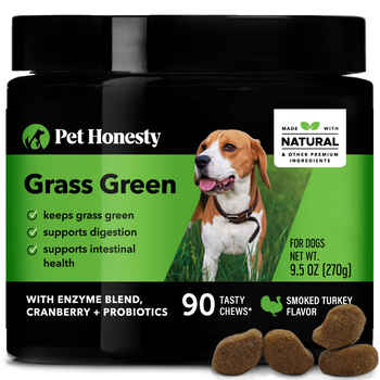 Pet Honesty Grass Green Turkey Flavored Soft Chews Grass Burn & Lawn Protection Supplement for Dogs 90 Count product detail number 1.0