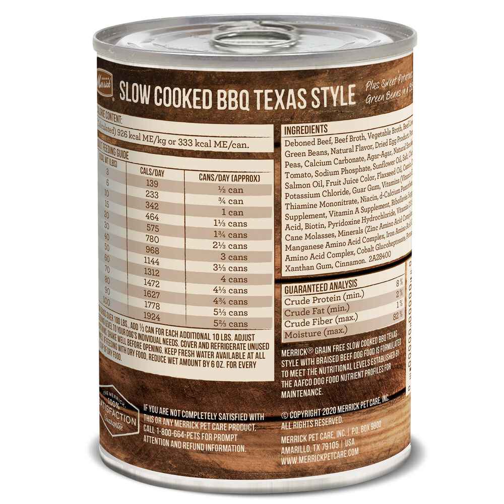 Merrick Grain Free Slow Cooked BBQ Texas Style Beef Canned Dog Food