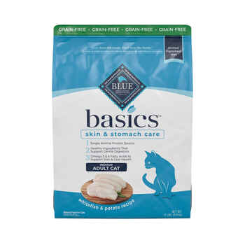 Blue Buffalo BLUE Basics Adult Skin & Stomach Care Grain-Free Indoor Fish and Potato Recipe Dry Cat Food 11 lb Bag product detail number 1.0
