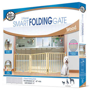 Four Paws Smart Design Folding Freestanding Gate 3 Panel Beige 24" - 68" x 1" x 17"