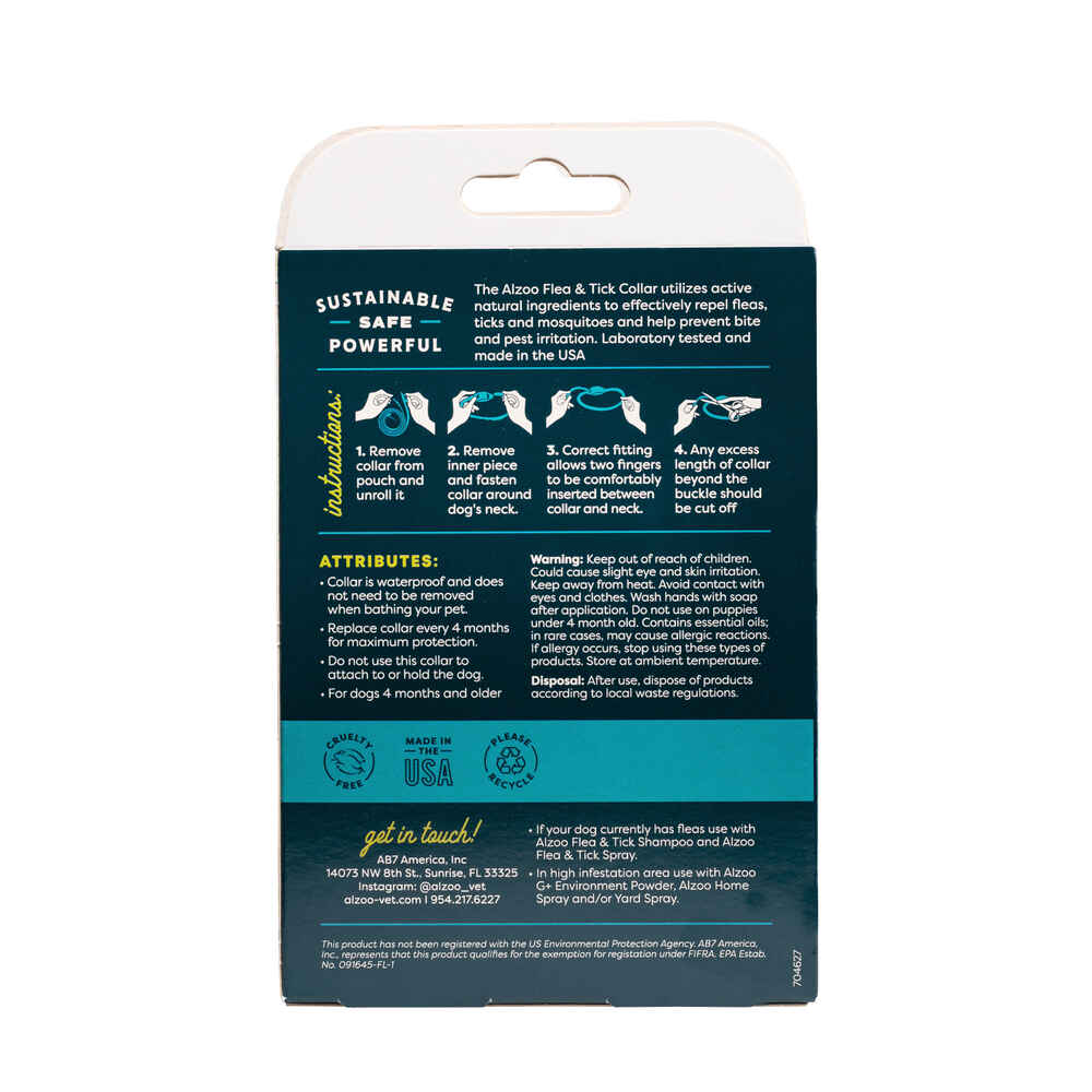 Alzoo Plant-Based Flea & Tick Collar for Dogs