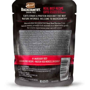 Merrick Backcountry Grain Free Real Beef Cuts Cat Food Pouch 3-oz, case of 24