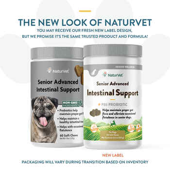NaturVet Senior Advanced Intestinal Support Supplement for Dogs Soft Chews 60 ct