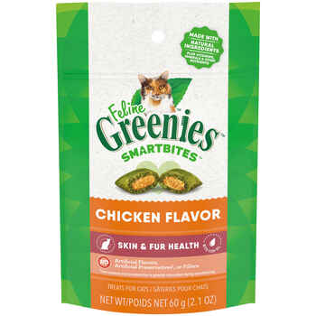 FELINE GREENIES SMARTBITES Skin & Fur Crunchy and Soft Natural Cat Treats Chicken Flavor 2.1 oz Pack product detail number 1.0