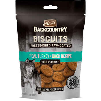 Merrick Backcountry Grain Free Turkey & Duck Freeze Dried Raw Coated Biscuit Dog Treats 10-oz product detail number 1.0