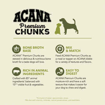 ACANA Premium Chunks Pork Recipe in Bone Broth Wet Dog Food 12.8 oz Cans - Case of 12