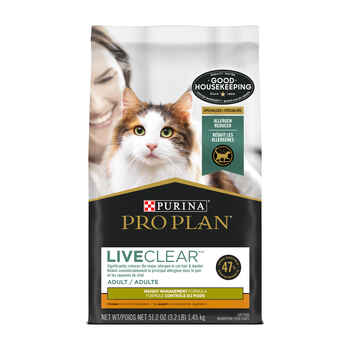 Purina Pro Plan LIVECLEAR Adult Weight Management Chicken & Rice  Formula Dry Cat Food 3.2 lb Bag product detail number 1.0
