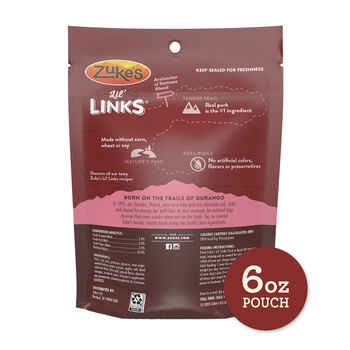 Zuke’s Lil’ Links Sausage-Style Soft and Chewy Natural Pork & Apple Recipe Dog Treats 6 oz Bag