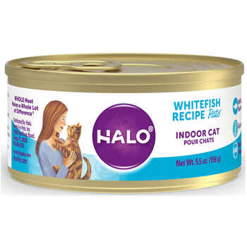 Halo Grain Free Indoor Cat Whitefish Pate Canned Cat Food 5.5oz case of 12 product detail number 1.0