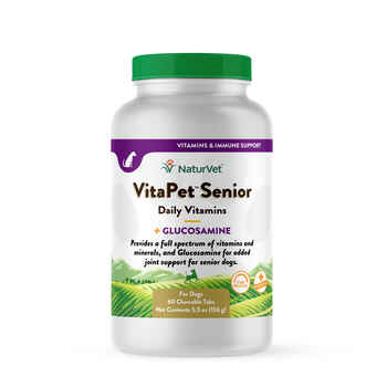 NaturVet VitaPet Senior Daily Vitamins Plus Glucosamine Supplement for Dogs Time Release Chewable Tablets 60 ct product detail number 1.0