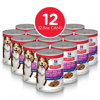 Hill's Science Diet Adult 7+ Savory Stew with Beef & Vegetables Wet Dog Food - 12.8 oz Cans - Case of 12