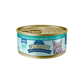 Blue Buffalo BLUE Wilderness Adult Wild Delights Minced Chicken and Trout Wet Cat Food 5.5 oz Can - Case of 24 product detail number 1.0