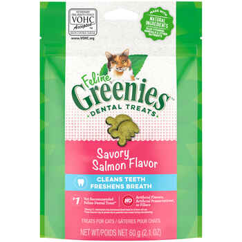 FELINE GREENIES Adult Dental Cat Treats Savory Salmon Flavor 2.1 oz Pouch product detail number 1.0