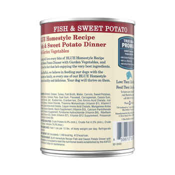 Blue Buffalo BLUE Homestyle Recipe Fish and Sweet Potato Dinner Wet Dog Food 12.5 oz Can - Case of 12