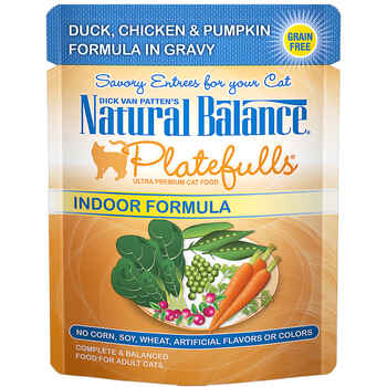Natural Balance® Original Ultra™ Platefulls® Indoor Duck, Chicken, & Pumpkin Recipe in Gravy Wet Cat Food 3 oz, 24 ct product detail number 1.0