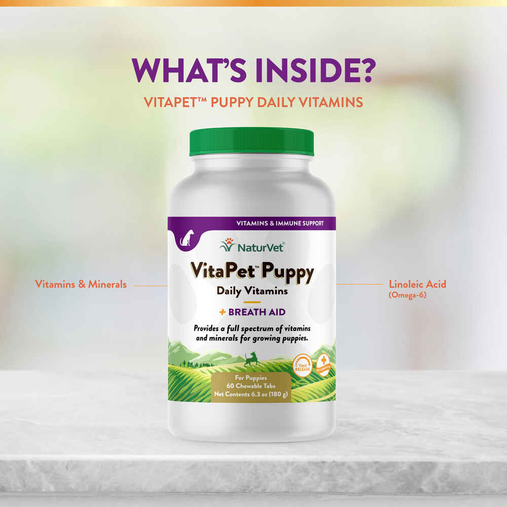 NaturVet VitaPet Puppy Daily Vitamins Plus Breath Aid Supplement for Dogs