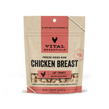 Vital Essentials Freeze Dried Raw Chicken Breast Cat Treats 1 oz Bag