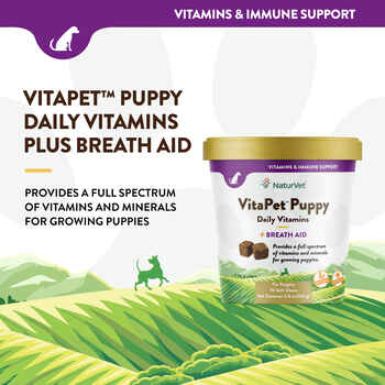 NaturVet VitaPet Puppy Daily Vitamins Plus Breath Aid Supplement for Dogs Soft Chews 70 ct
