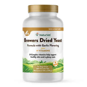 NaturVet Brewers Dried Yeast Formula with Garlic Flavoring Supplement for Dogs and Cats Chewable Tablets, 500 ct. product detail number 1.0