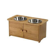 Wooden Elevated Dog Feeder and Cabinet
