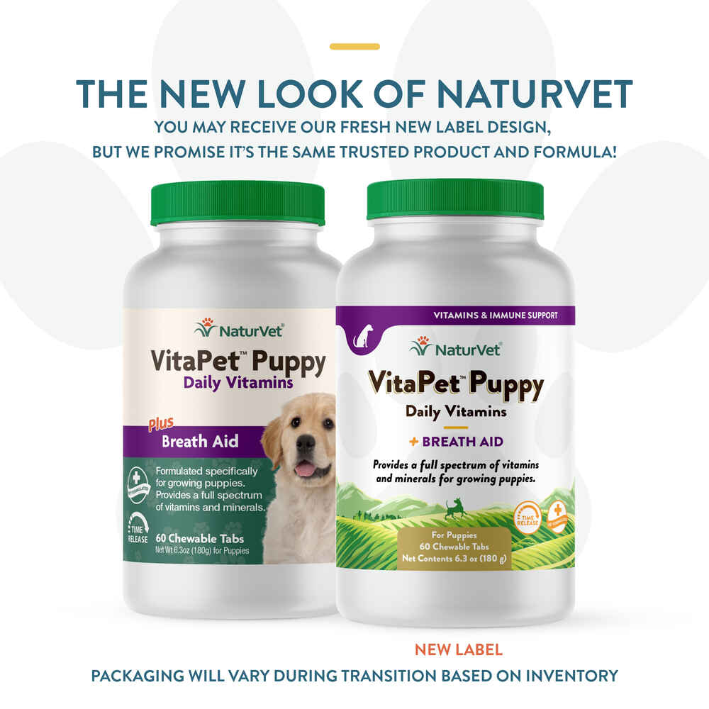 NaturVet VitaPet Puppy Daily Vitamins Plus Breath Aid Supplement for Dogs