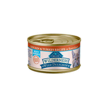 Blue Buffalo BLUE Wilderness Wild Delights Meaty Morsels Chicken and Turkey Recipe Wet Cat Food 3 oz Can - Case of 24 product detail number 1.0