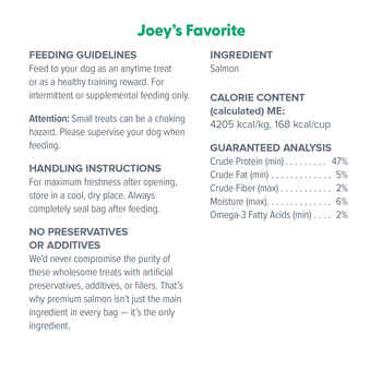 Dr. Marty Joey's Favorite 100% Freeze-Dried Raw Salmon Dog Treats 4 oz Bag