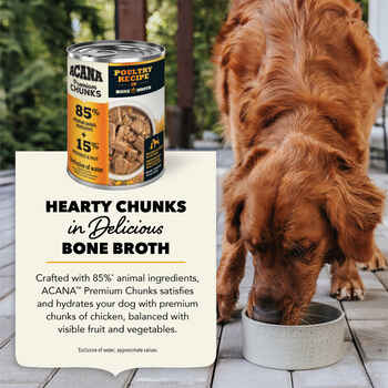 ACANA Premium Chunks Poultry Recipe in Bone Broth Wet Dog Food 12.8 oz Cans - Case of 12