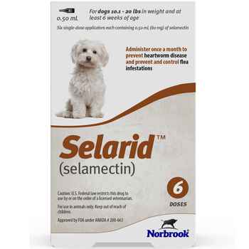 Selarid® (selamectin) Dogs 10.1-20 lbs 6 pk product detail number 1.0