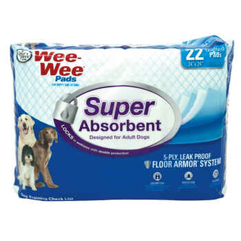 Four Paws Wee-Wee Super Absorbent Pads White 24" x 24" x 0.1" 22 count product detail number 1.0