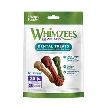 Whimzees® Brushzees® All Natural Daily Dental Treats For Dogs Extra Small - 28 count - 7.4 oz Bag product detail number 1.0