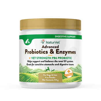 NaturVet Advanced Probiotics & Enzymes Plus Vet Strength PB6 Probiotic Supplement for Dogs and Cats Powder 4 oz product detail number 1.0