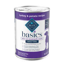 Blue Buffalo Basics Skin & Stomach Care Grain-Free Turkey and Potato Recipe Adult Wet Dog Food 12.5 oz. Cans - Case of 12-product-tile