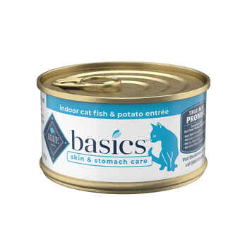 Blue Buffalo BLUE Basics Adult Skin & Stomach Care Grain-Free Indoor Fish and Potato Entree Wet Cat Food 3 oz Can - Case of 24 product detail number 1.0