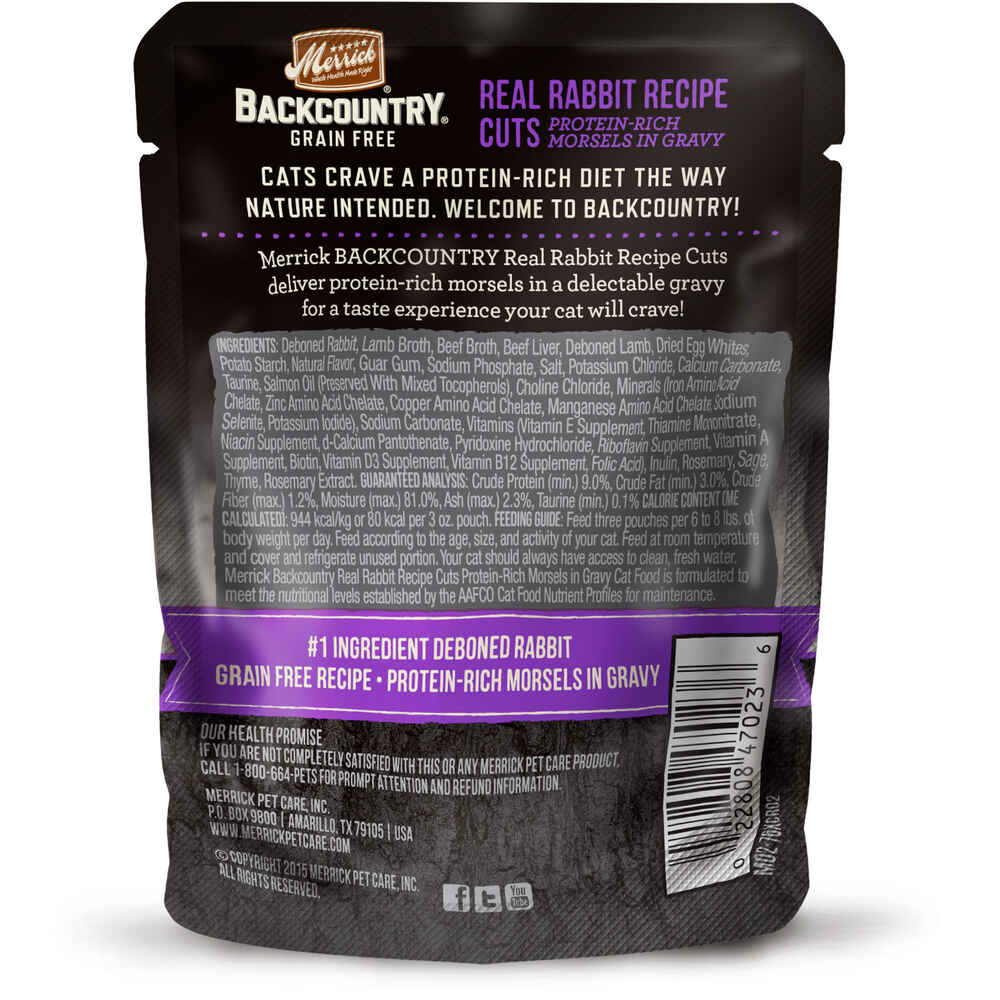 Merrick Backcountry Grain Free Real Rabbit Cuts Cat Food Pouch