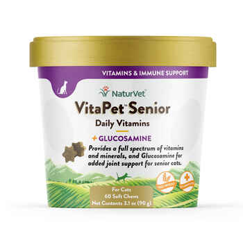 NaturVet VitaPet Senior Daily Vitamins Plus Glucosamine Supplement for Cats Soft Chews, 60 ct product detail number 1.0