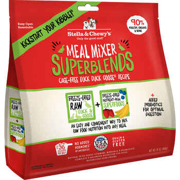 Stella & Chewy's SuperBlends Cage-Free Duck Duck Goose Recipe Meal Mixers Freeze-Dried Raw Dog Food Topper 16 oz Bag product detail number 1.0