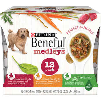 Purina Beneful Medleys Tuscan, Romana & Mediterranean Style Variety Pack Wet Dog Food 3 oz Can - 12 Pack product detail number 1.0